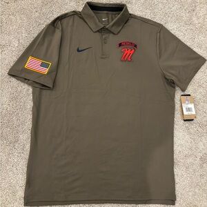 Nike Dri Fit On Field Ole Miss Rebels Military Appreciation Polo Shirt Mens L